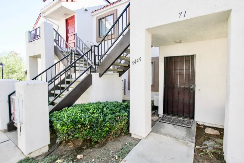 Front side staircase at Villas at Westmore community building side, Mira Mesa, CA