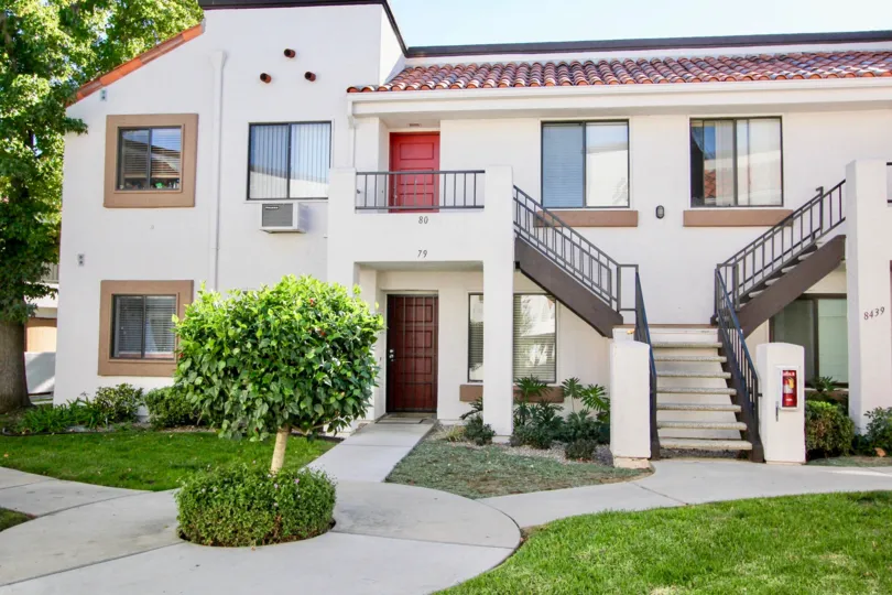 Two story residential buildings at villas At Westmore in Mira Mesa California