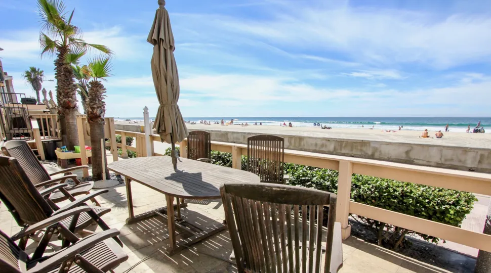 Amazing view of the ocean from the private deck at 3243 Ocean Front Walk in Mission Beach, California.