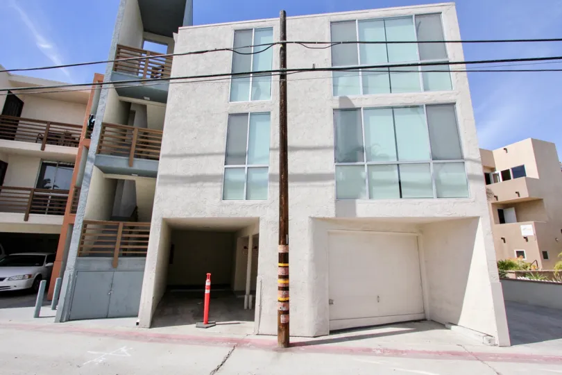 Three story structure with a stairwell at the Bonita Grande in Mission Beach, CA