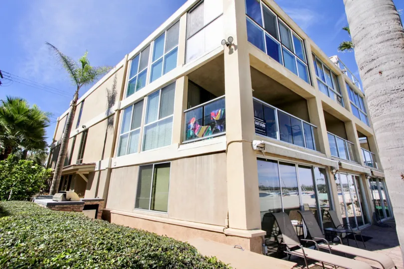 Balconies surrounded by Glass at the Carmel Villas.