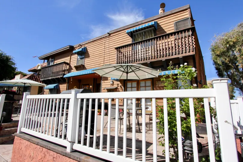 Patio area in the community of Casa Deal in Mission Beach California