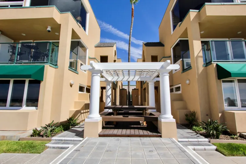 White color painted decoration in front of the building in Far Horizon