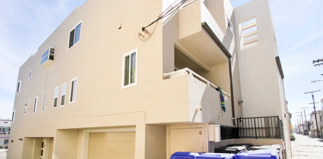 A side garage view on the Mission Beach Villas in Mission Beach California.