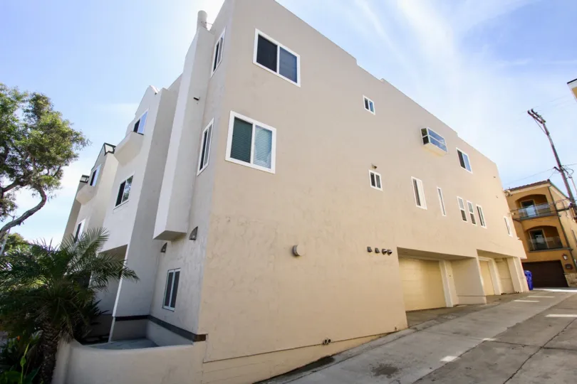 The building sits on the corner in the Mission Beach Villas area of Mission Beach, Ca.