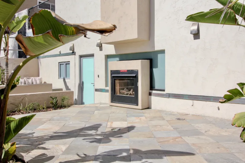 Outside patio with fireplace in Mission Beach Villas, Mission Beach, California