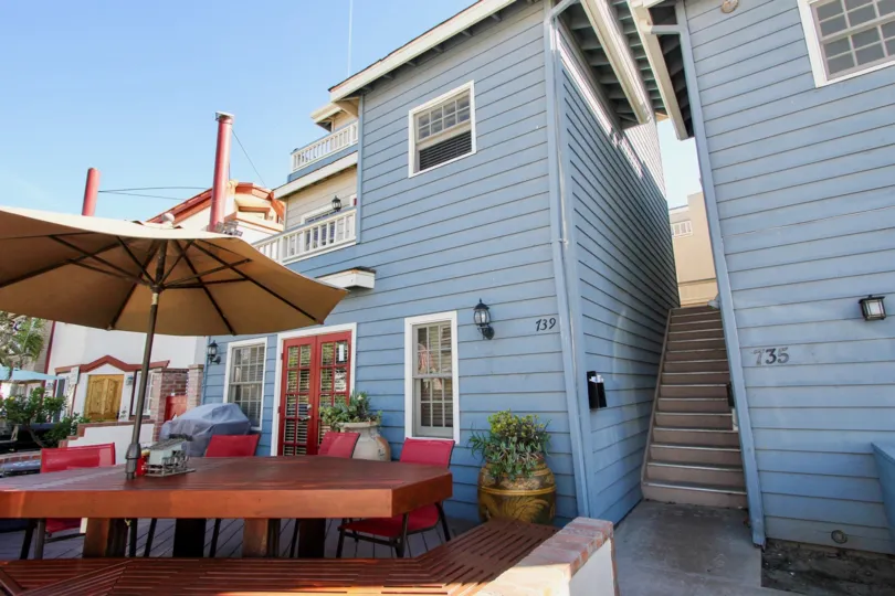 Patio and Stairway Between Units 735 and 739 at O'Bryan Condos, Mission Beach, CA