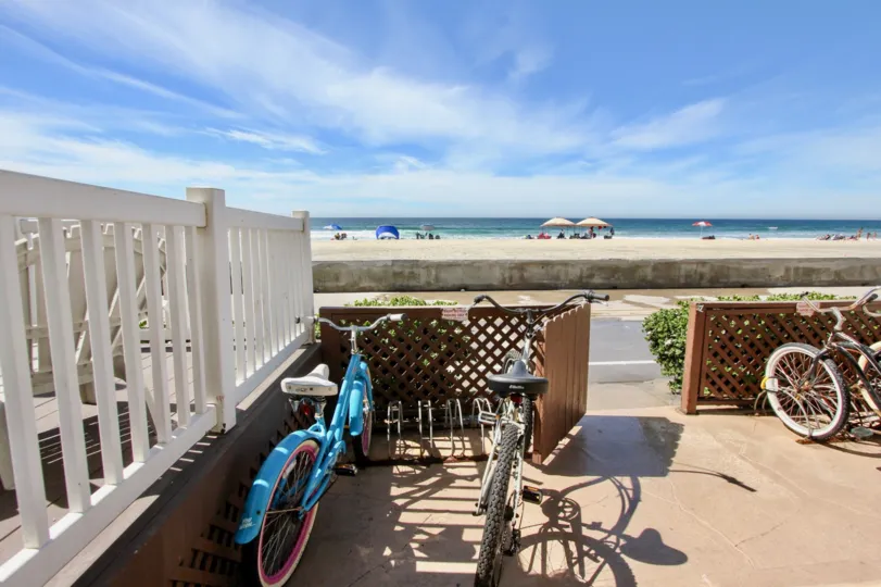 The beach front view in the Ocean Front Breakers area of Mission Beach CA.