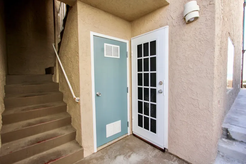 Outside the Ocean Front Villas community with upstairs and rooms