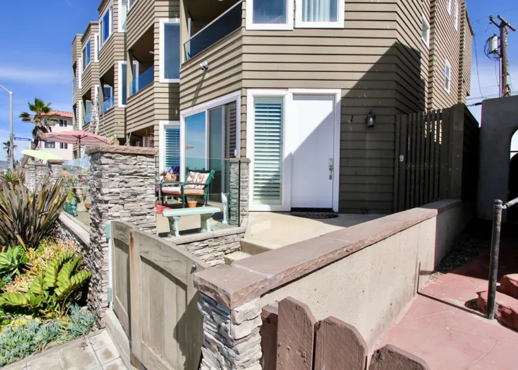 A side view on a sunny day in the Ocean West community in Mission beach Ca.