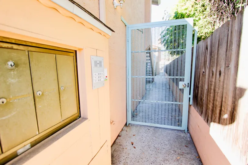 Mail, intercom and alley view at 3922 Albatross in Mission Hills, CA