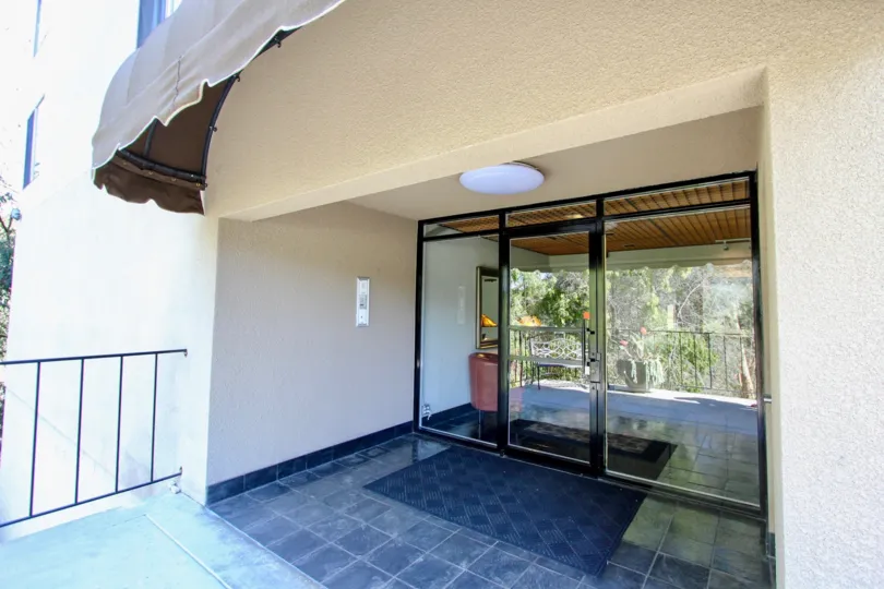 Beautiful tiled balcony of the Maplefront community in Mission Hills, California