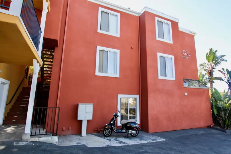 A view of the parking lot on the side of the South Mission Hills Condos