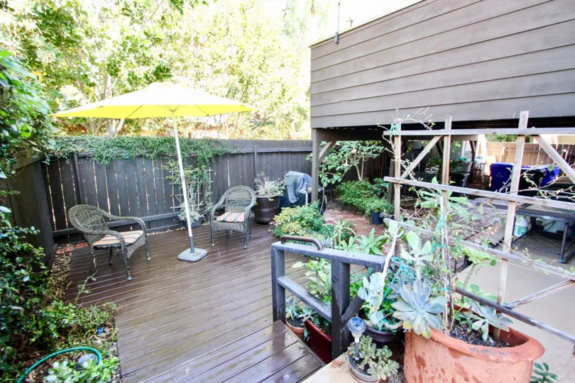 Lush green private outdoor living area of home in West Walnut