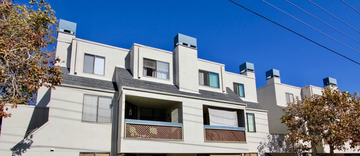 Balcony patios in the Creekwood at River run apartments in Mission Valley California