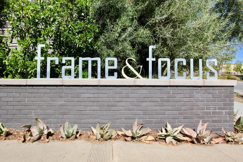 A view of the front entrance to the Frame and Focus residences in Mission Valley, California