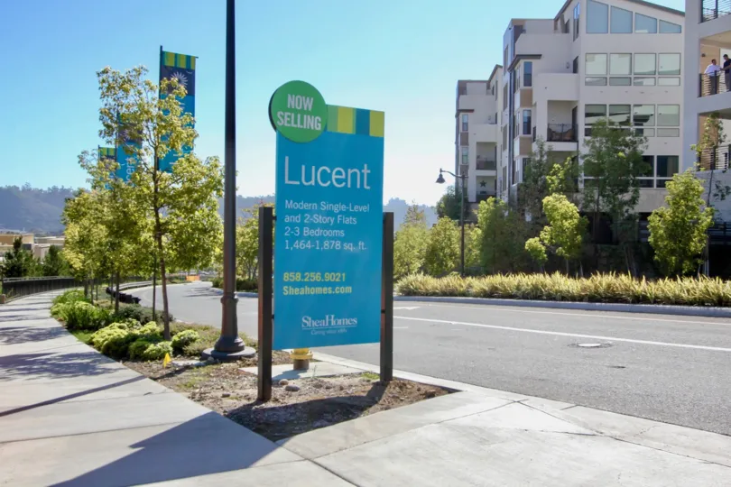 An Apartment building sign in the Licent 2 area of Mission Valley CA.
