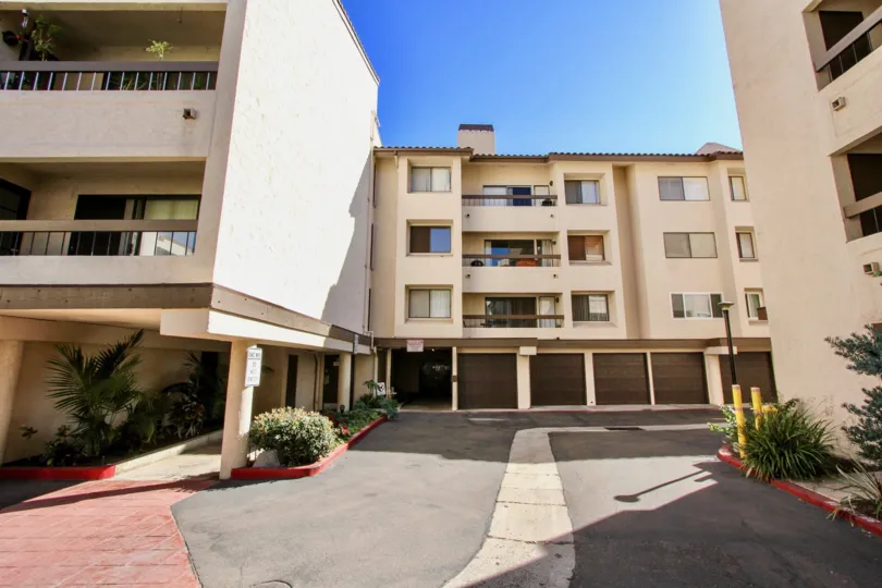 Private driveway leading to the Mission Greens Community in Mission Valley California.