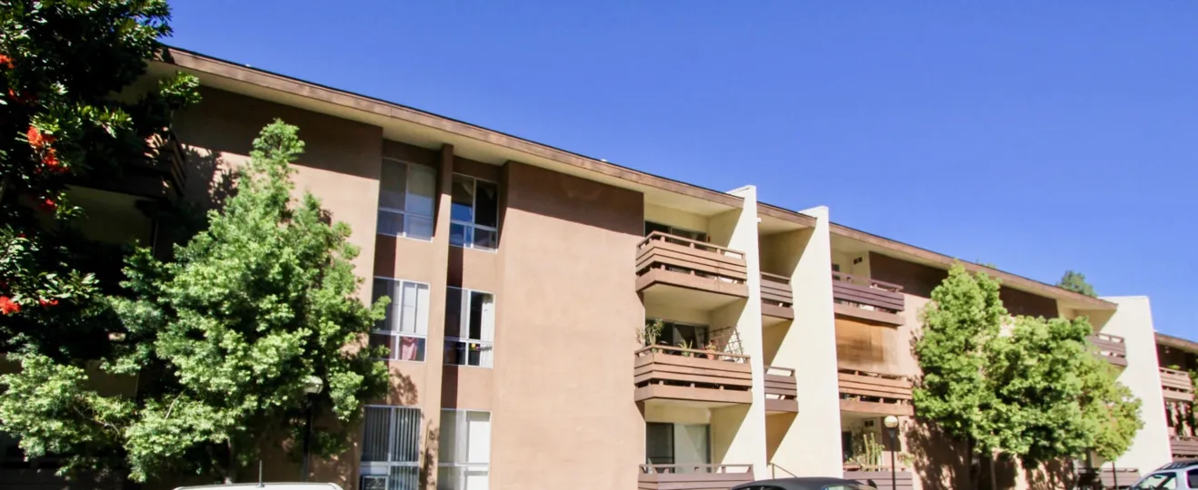 blue sky and sunny day in the neighborhood of Mission Village