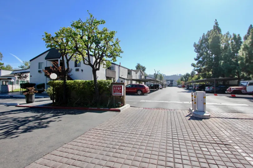A sunny day in the area of Park Villas South, tree, sidewalk, stret, cars