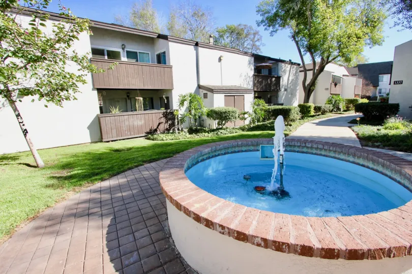 The Fountain and sidewalks at Park Villas South in Mission Valley California