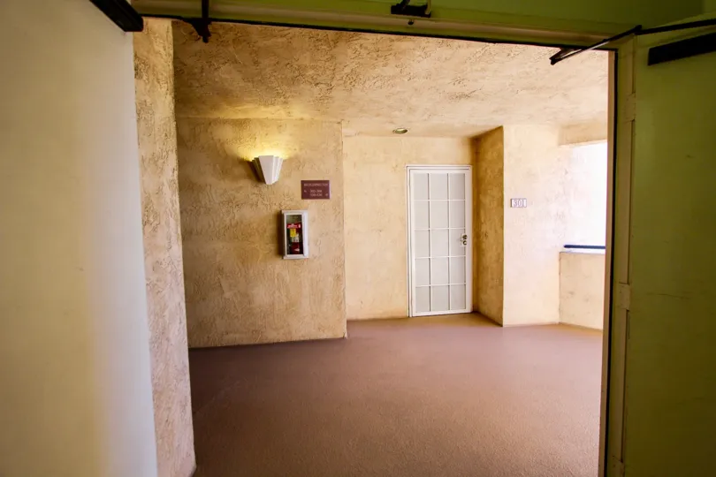 An outdoor area outside a unit at River Scene in Mission Valley, CA