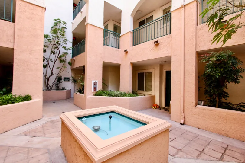 Courtyard area of housing area.  River Scene community, Mission Valley CA