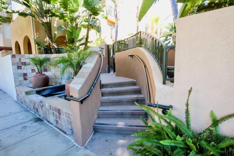 A beautiful Spanish staircase in The Lido in Mission Valley, CA.