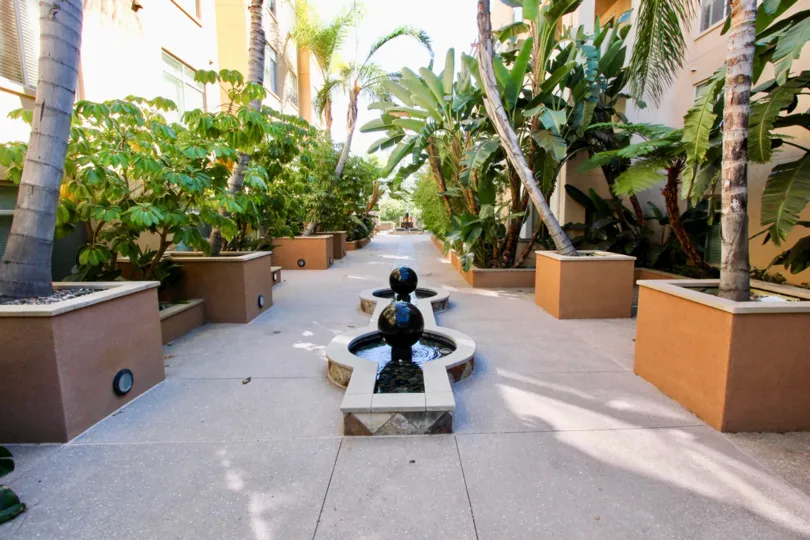 The Lido's walk way area, green and beautiful, Mission Valley, California