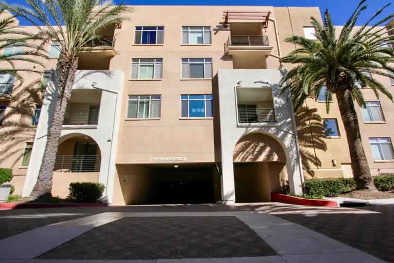 Many units and a parking entrance at The Lido in Mission Valley, CA