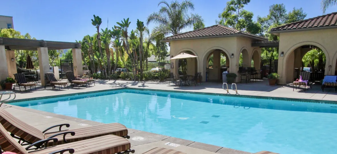 A bright and sunny day by the pool at The Missions at Rio Vista.