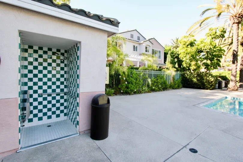 A shower by the pool at Union Square in Mission Valley, CA