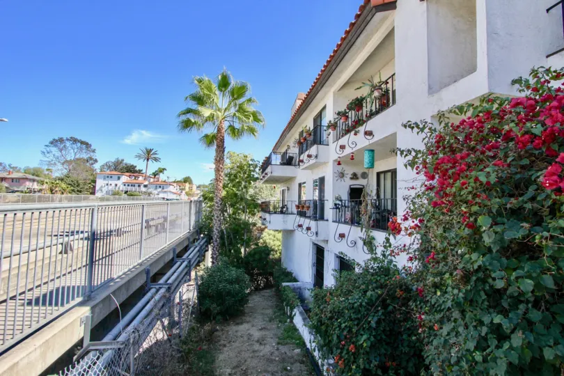 Side view of the front of casa monterey in normal heights california