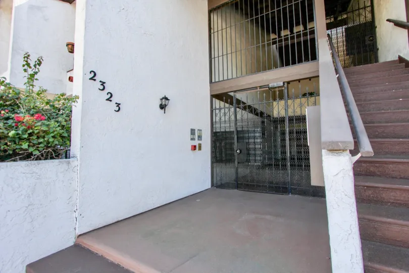 Secure and safe gated entry point and stairs to the Casa Monterey in Normal Heights, California