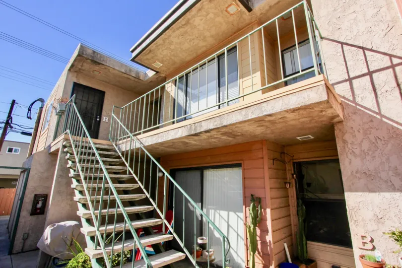 Staircase to the upstairs apartment at Magonolia Manor in Normal Heights, Ca.