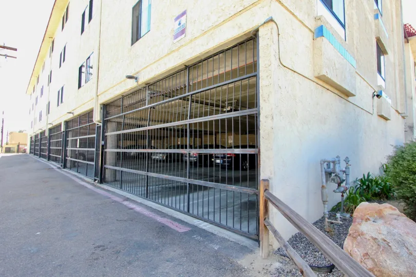 Iron railing provided for parking with water sprinkler pipe connection in Monroe Manor.