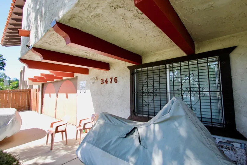A beautiful, bright, and sunny day outside on the patio.