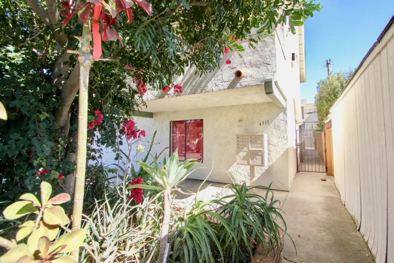 THE 4511 APARTMENT IN THE OAKTREE VILLAS WITH THE OAK TREE, PLANTS, GATE, PATHWAY
