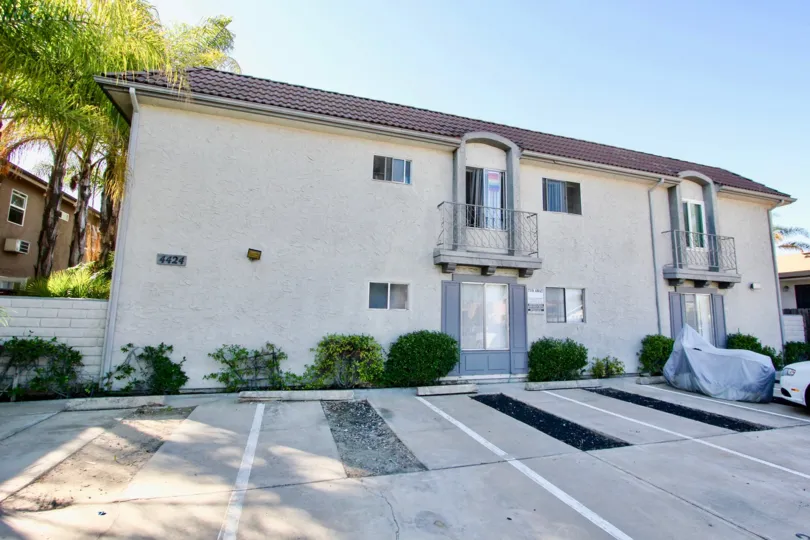 A view from the back of a housing complex in Palm Villas, Normal Heights, California.