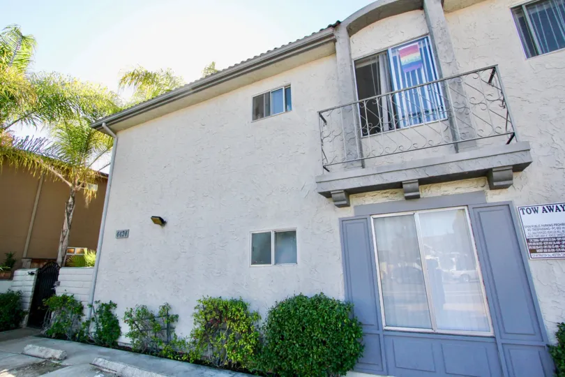 Second story window to apartment at Palm Villas in Normal Heights, Ca.