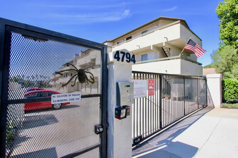 A view of the gated parking lot at the Viewpoint housing community