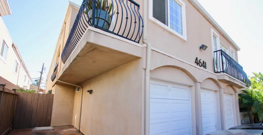 Iron balconies at Villa Bonita in Normal Heights, California.