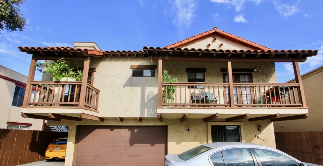 35th Street Villas Community North Park California balconies french doors garage fence tile roof