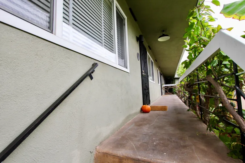 A pumpkin in front of an apartment in 4381 Oregon St, North Park CA.