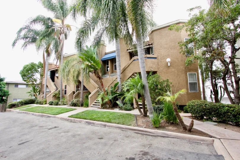 The palm lined Balboa Park Villas in North Park, CA.