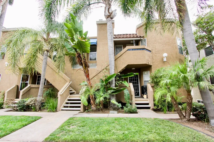Housing with attached stairways at Balboa Park Villas in North Park California