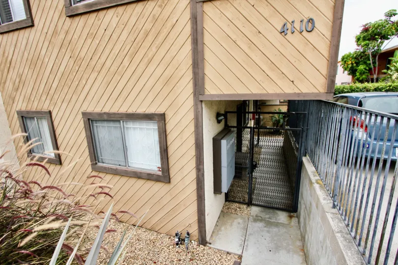 Entrance door of a house and garage in top level in the Balboa