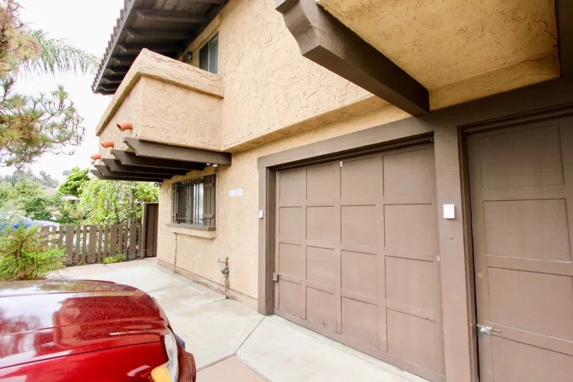 Barcelona Villa  , North Park ,California. brown squared door,red car