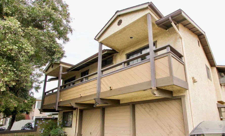 Two story residential building with attached garages at Birchmore in North Park California