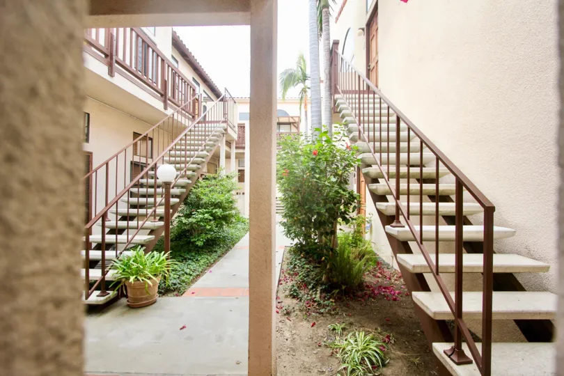 Casa Balboa I  ,: North Park ,California, long staircase. potted plants